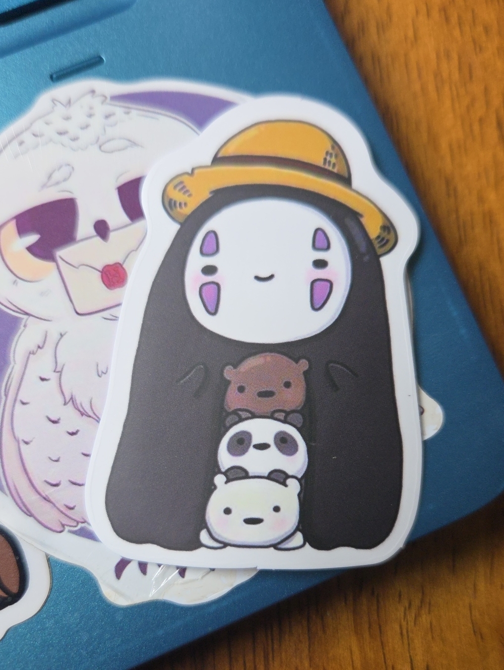 No-Face Stacked Bears Pet Sticker — Black and Yellow
